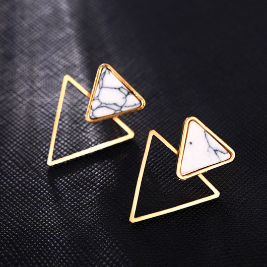 Aretes Geométricos de Mármol Turquesa - Diseño Creativo y Moderno - Image 9