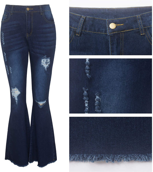 Jeans Acampanados Rotos con Elasticidad Premium para Mujer - Image 9