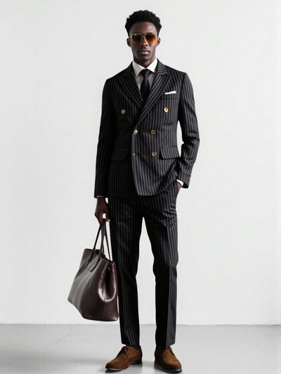 Conjunto de Traje Ejecutivo a Rayas para Hombre - Image 16