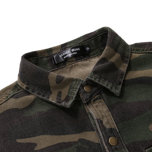 Camisa Camuflaje Slim Fit con Bolsillos - Manga Corta Estilo Coreano - Image 5