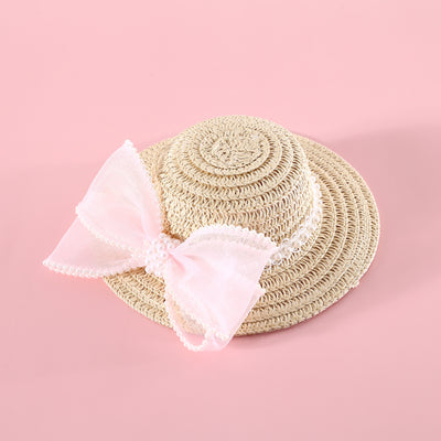 Sombrero de Paja Tejido para Gatos con Moño de Perlas - Image 7