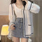 Cardigã Feminino com Decote V em Tricô Solto - Casaco Slim Elegante