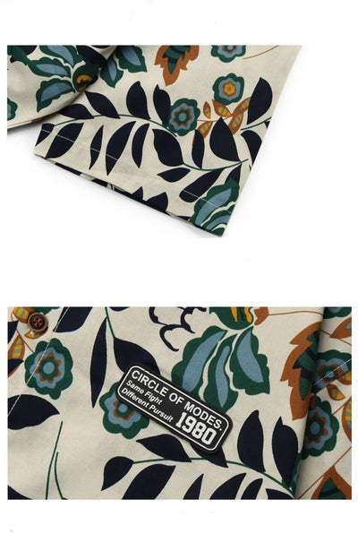 Camisa Retro Floral Estampado Completo Manga Corta Unisex - Image 7