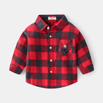 Camisa de Cuadros Infantil con Solapa - Manga Larga para Niños - Image 5