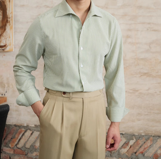 Camisa Retro a Rayas con Cuello Clásico y Mangas Largas - Image 6
