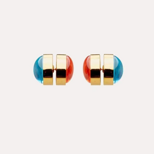 Aretes Vintage Asimétricos Azul Naranja con Diseño Contrastante - Image 9