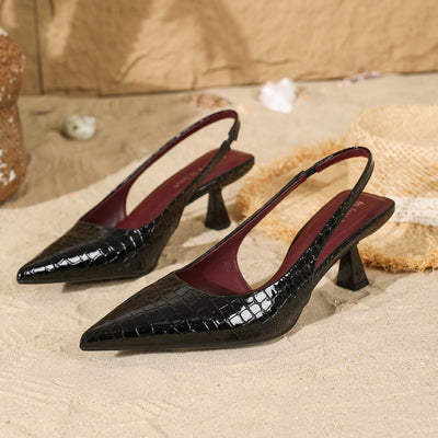 Tacones Altos Negros con Cristales y Tira Elástica Trasera - Image 11