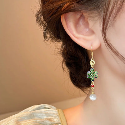 Aretes de Borla Nudo Chino Estilo Nacional Cheongsam - Image 2
