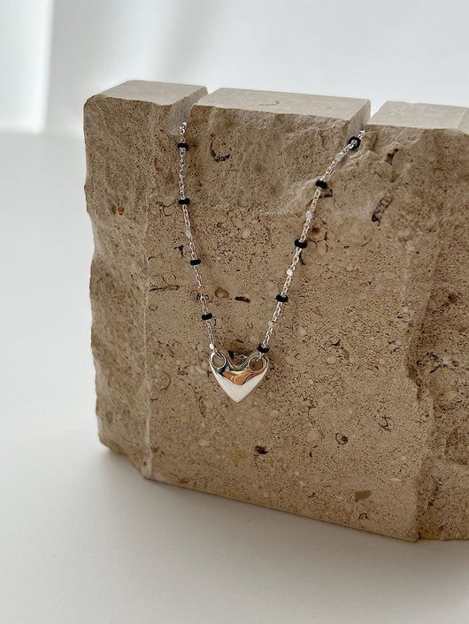 Collar de Plata 925 con Dije de Corazón y Cruz en Esmalte Negro - Image 10