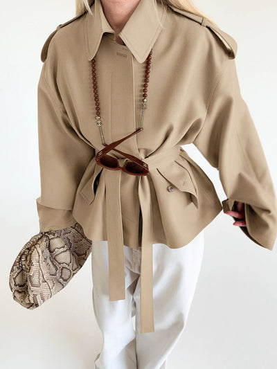 Cardigan Trench Coat Manga Larga con Diseño Elegante - Image 13