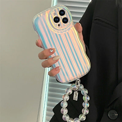 Funda Láser Degradado con Cadena de Cuentas para iPhone 14, 13, 12, 11 Pro Max - Image 5