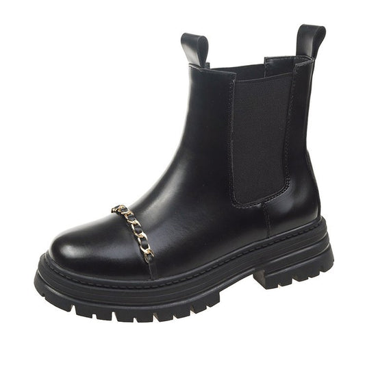 Botas de Mujer con Cadena de Hierro Estilo British Wind and Smoke - Image 2
