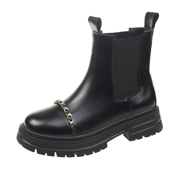 Botas de Mujer con Cadena de Hierro Estilo British Wind and Smoke