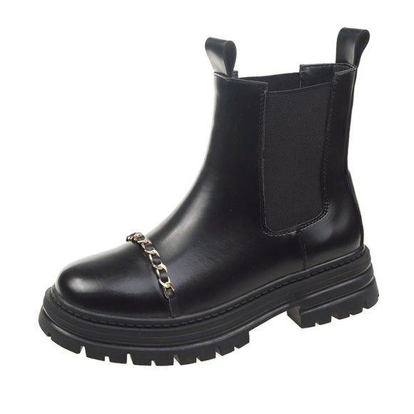 Botas de Mujer con Cadena de Hierro Estilo British Wind and Smoke
