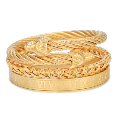 Pulsera de Acero Titanio Estilo Punk con Diseño Romano - Image 31
