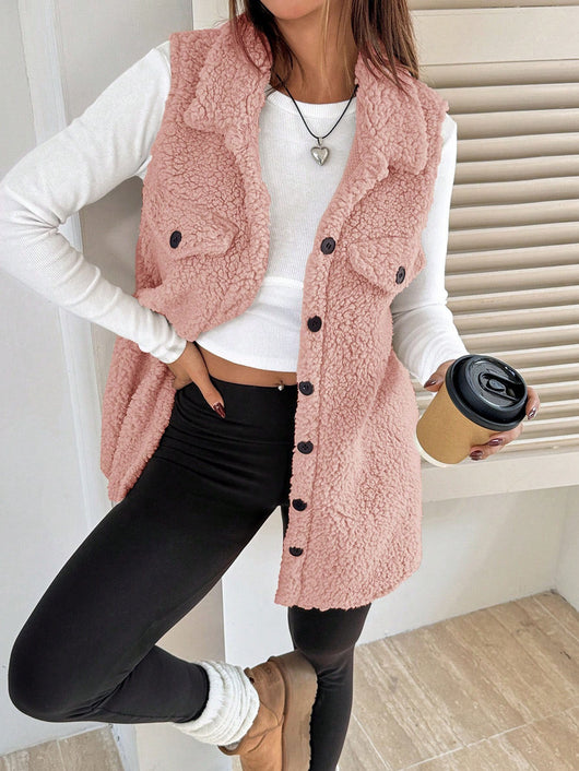 Chaleco Cardigan de Botones Abiertos en Felpa Premium - Image 16