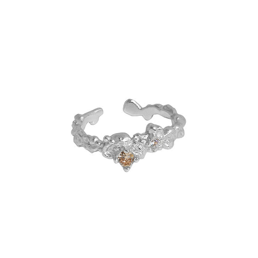 Anillo de Plata Esterlina 925 con Circonita Irregular y Textura Artesanal para Mujer - Image 5