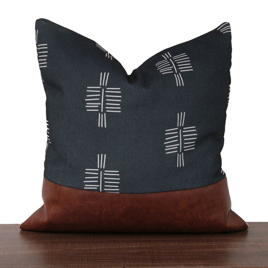 Funda de Almohada Cuero PU Nórdico con Costuras Geométricas - Image 2
