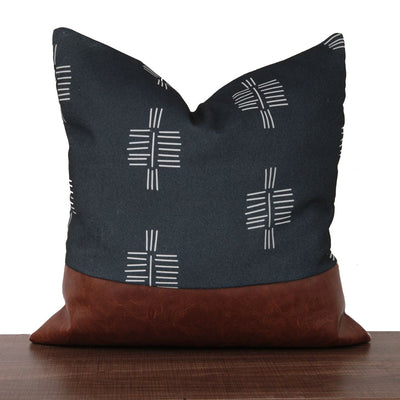 Funda de Almohada Cuero PU Nórdico con Costuras Geométricas - Image 2