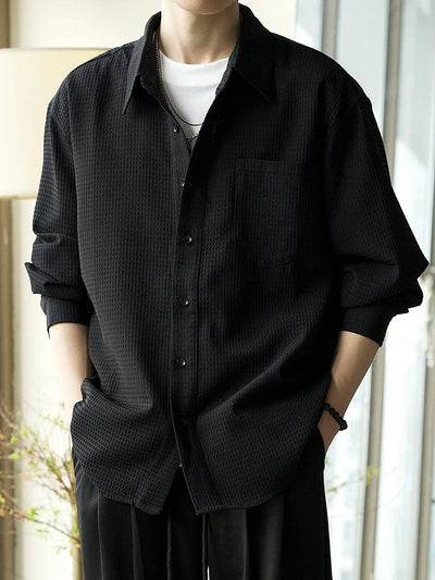 Camisa Polo Texturizada Suelta Casual para Hombre - Image 2