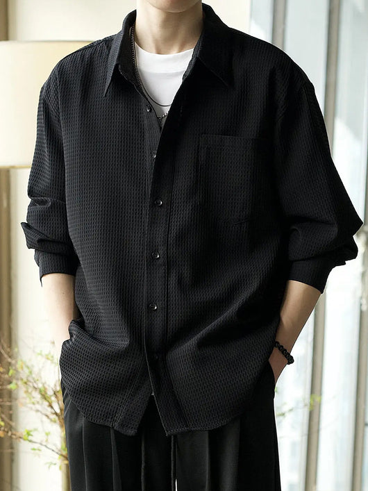 Camisa Polo Texturizada Suelta Casual para Hombre - Image 2