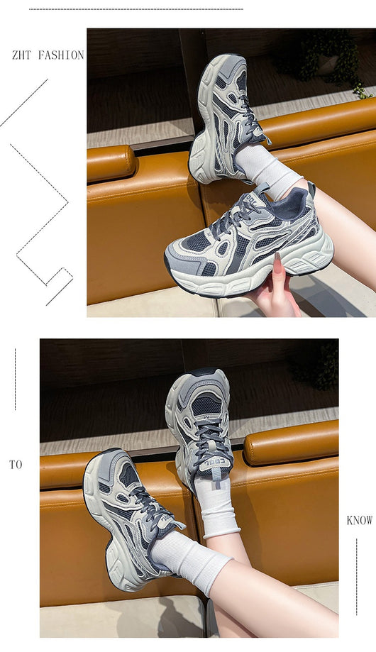 Zapatos Deportivos Mujer Malla Transpirable Base Reforzada Gris - Image 23