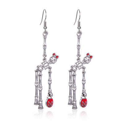 Set de Joyería Halloween: Aretes y Collar Esqueleto Retro Personalidad