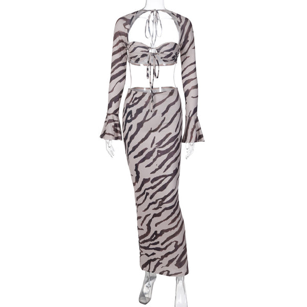 Conjunto Ejecutivo: Blusa Estampada Manga Larga con Falda Slim - Image 7
