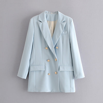 Traje Azul Metalizado de Doble Botonadura - Corte Midi Elegante - Image 2