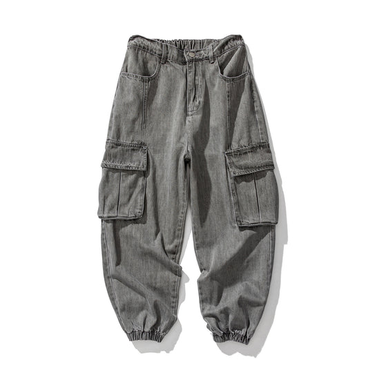 Pantalón Cargo Denim con Múltiples Bolsillos