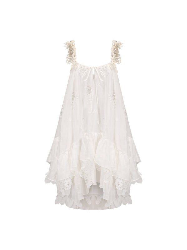 Vestido Corto Limón con Bordado y Tirantes Finos - Image 7