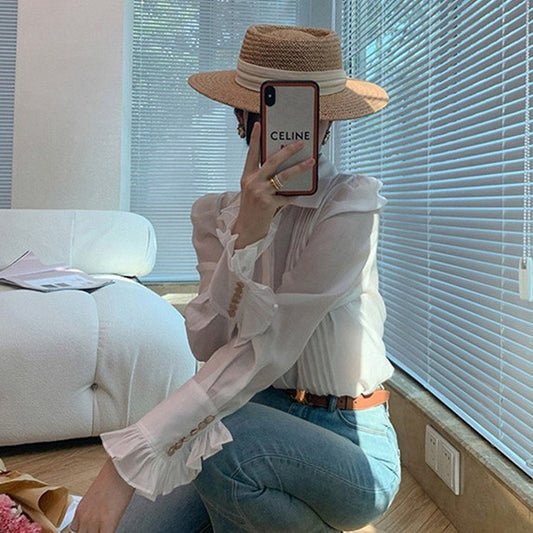 Camisa de Seda Estilo Francés