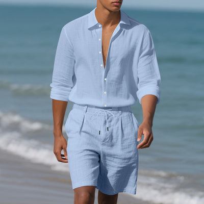 Conjunto de Playa: Camisa Manga Larga y Shorts Casuales - Image 12
