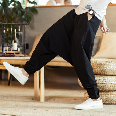 Pantalones de Lino Holgados Retro para Hombre Talla Grande - Image 14