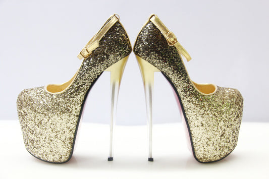 Tacón Stiletto Ultra Alto 19cm con Lentejuelas Degradadas para Fiesta
