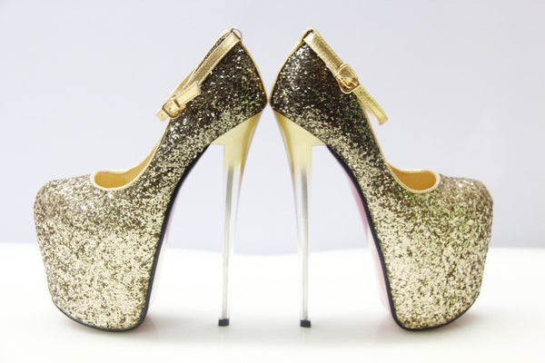 Tacón Stiletto Ultra Alto 19cm con Lentejuelas Degradadas para Fiesta