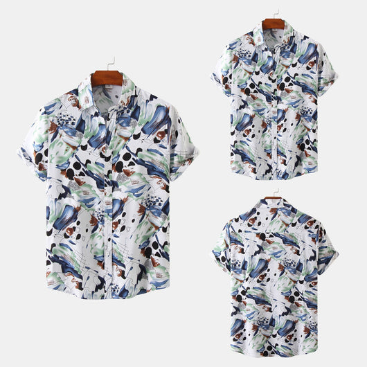 Camisa Floral de Solapa para Hombre - Manga Corta - Image 7