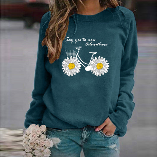 Sudadera Mujer Cuello Redondo Suelta Estampada Manga Larga Casual - Image 33