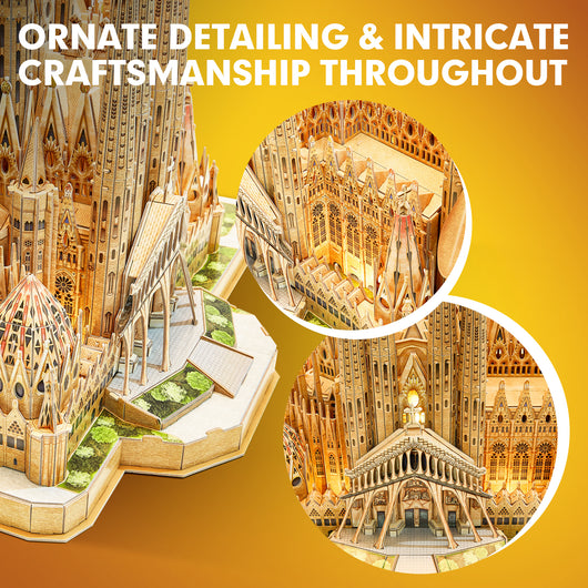 Puzzle 3D LED Sagrada Familia - Catedral Iluminada de Construcción Manual - Image 4