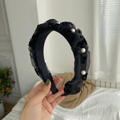 Diadema Plisada de Satén Premium Negro Ancho - Image 13