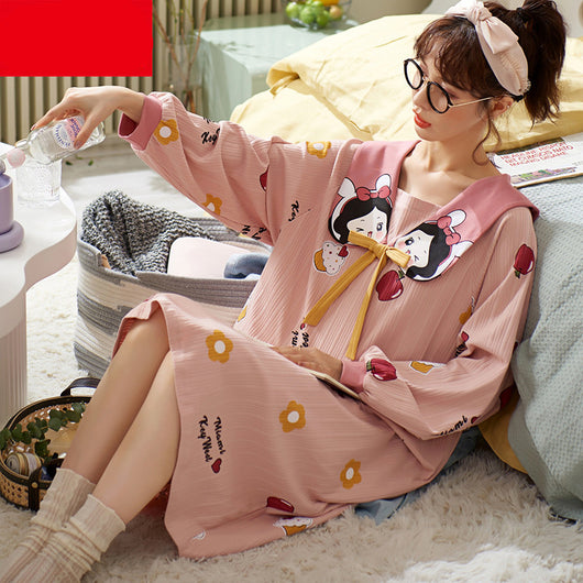 Pijama Largo de Algodón Puro para Mujer - Otoño e Invierno - Image 6