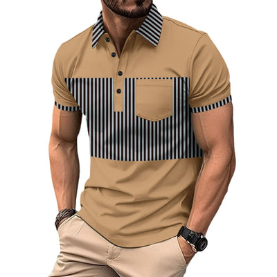 Polo Casual Hombre con Rayas y Costuras Contrastantes - Image 5