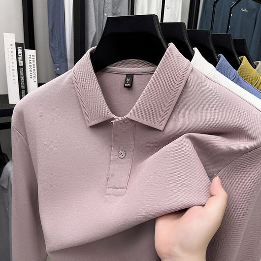Polo de Algodón Mercerizado Manga Larga para Hombre - Ropa Casual Primavera Otoño - Image 10