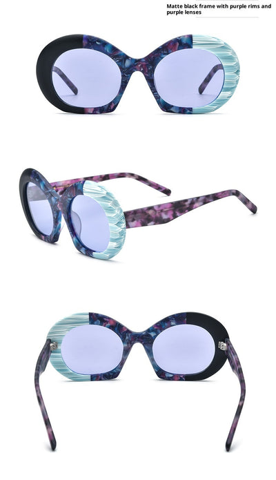 Gafas de Sol Estilo Cat-eye con Lentes Ahumados y Bloques de Color - Image 10