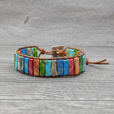 Pulsera de Cuero Tejida a Mano con Piedra Imperial - Estilo Étnico Minimalista - Image 11