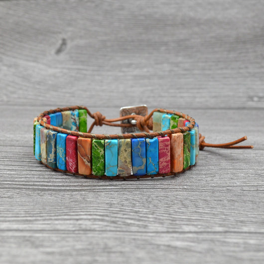 Pulsera de Cuero Tejida a Mano con Piedra Imperial - Estilo Étnico Minimalista - Image 11