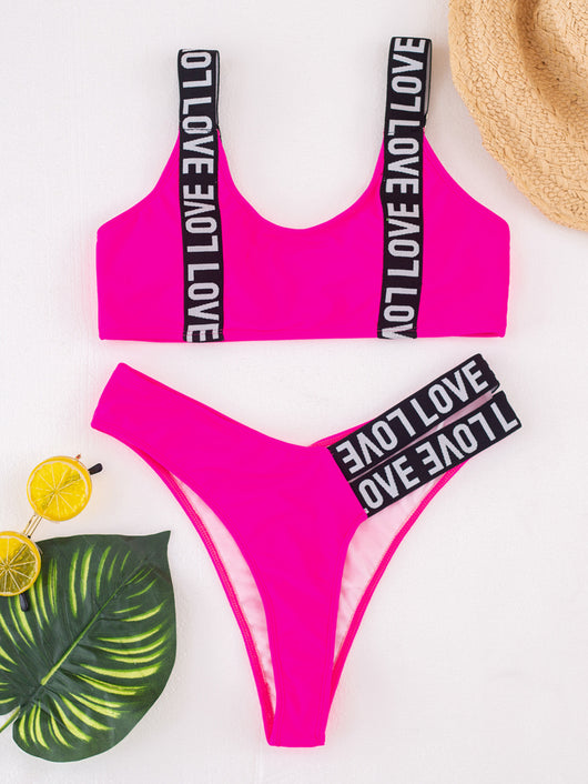 Bikini Sexy de Tiras en Color Sólido - Image 15