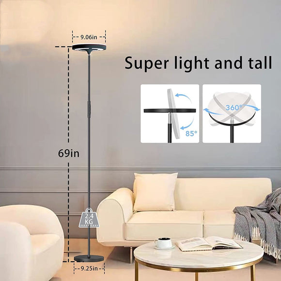 Lámpara de Pie LED Regulable con Control Remoto para Lectura