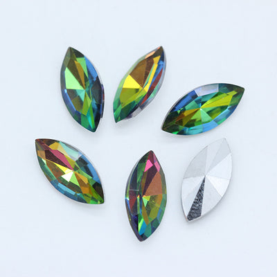Diamante Suelto de Cristal Facetado Ojo de Caballo con Base Plateada - Image 13
