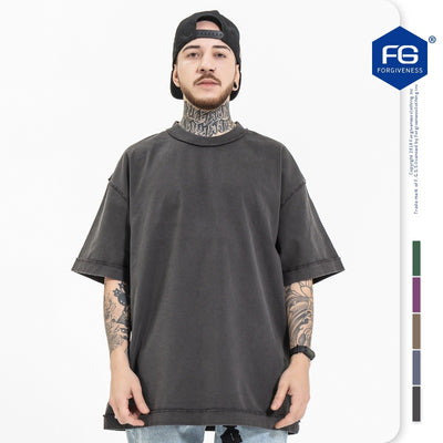Camiseta Oversized Lavada de Algodón Pesado para Hombre - Image 7